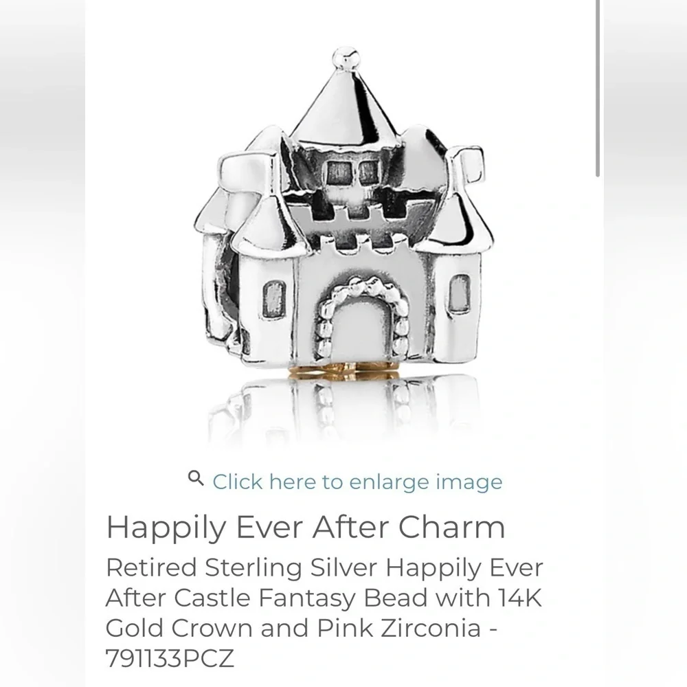 Pandora 925 14K Two Tone Happily Ever After After Princess Castle Bead Charm